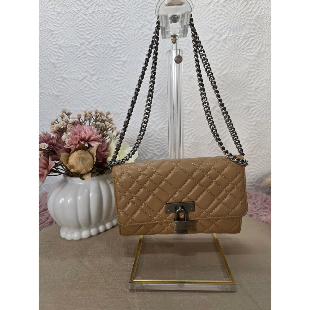 Kurt Geiger Brixton Wallet Bag Women Mini Camel Good Quilted Leather Crossbody